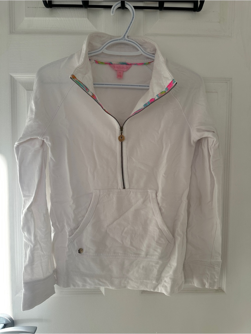 Lilly Pulitzer Skipper Popover White Half-Zip Pullover Sweater
